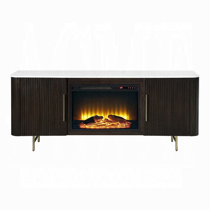 ACME Furniture - Clayten - Server w/Marble Top & Fireplace - White Engineering Marble Top & Espresso  - DN03944 view 2