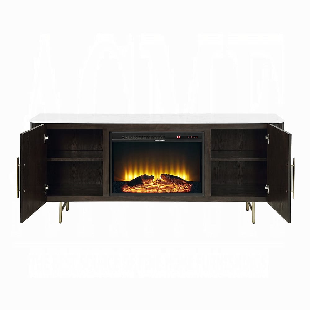 ACME Furniture - Clayten - Server w/Marble Top & Fireplace - White Engineering Marble Top & Espresso  - DN03944 view 3