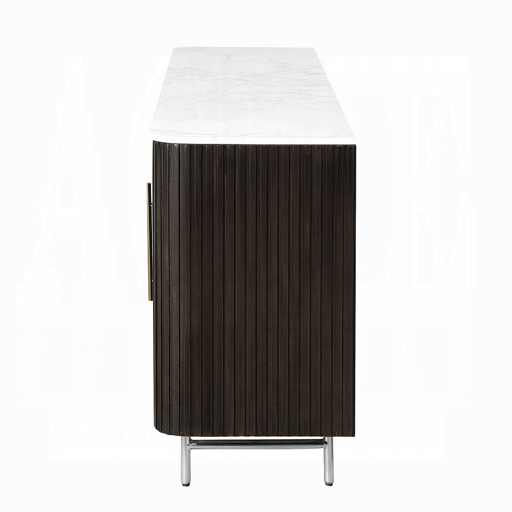 ACME Furniture - Clayten - Server w/Marble Top & Fireplace - White Engineering Marble Top & Espresso  - DN03944 view 4