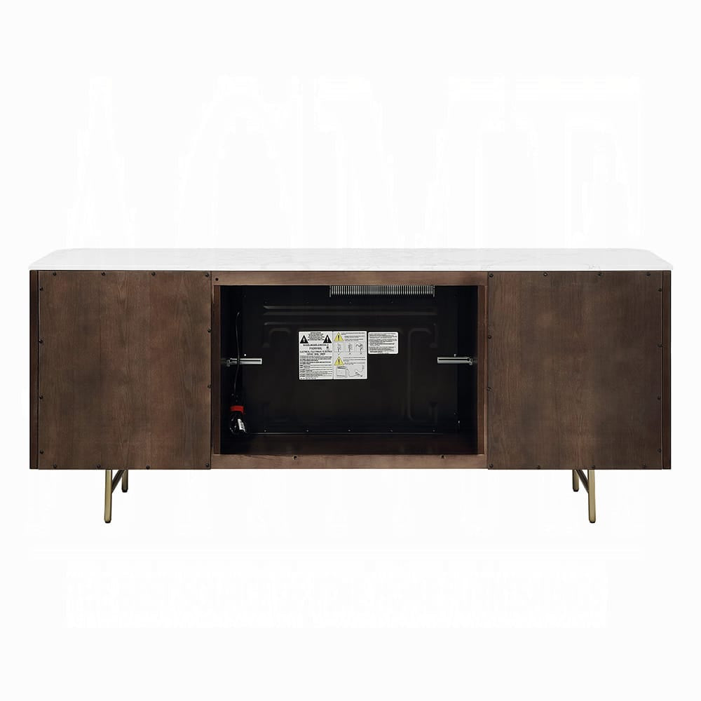 ACME Furniture - Clayten - Server w/Marble Top & Fireplace - White Engineering Marble Top & Espresso  - DN03944 view 5