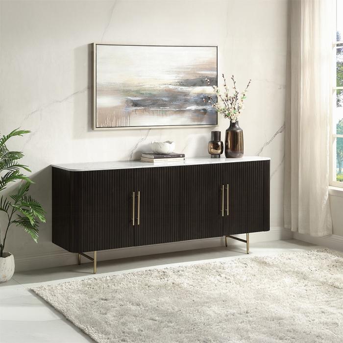 ACME Furniture - Clayten Server - White Natural Marble Top & Espreeso Finish - DN03943 veiw 2