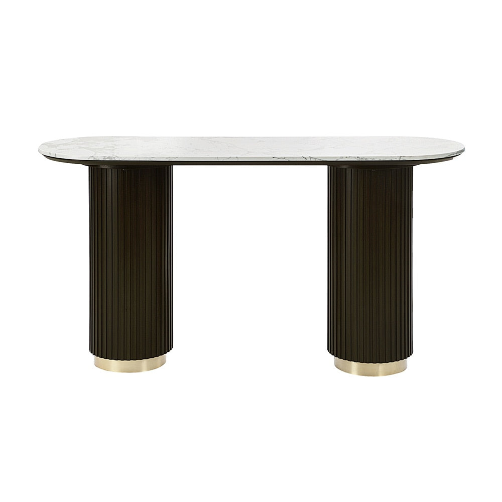 ACME Furniture - Clayten Sofa Table - White Natural Marble Top & Espreeso Finish - LV03947 veiw 2