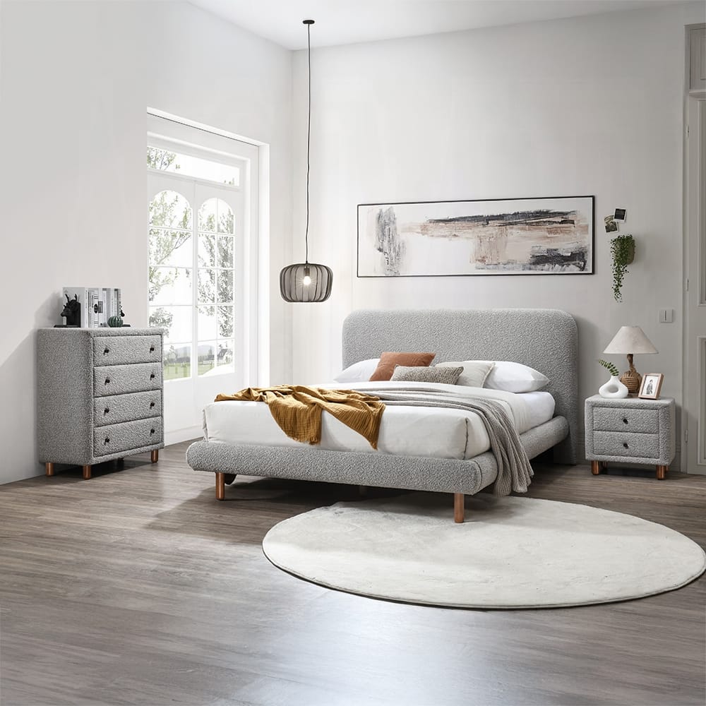 ACME Furniture - Cleo Queen Bed - Gray Boucle - BD02472Q view 10