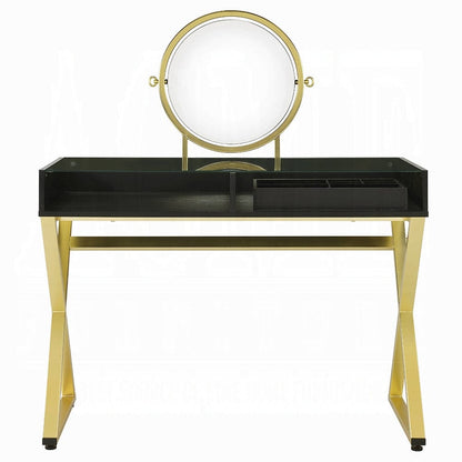 ACME Furniture - Coleen Vanity Desk w/Mirror & Jewelry Tray - Black & Gold - AC00669 view 2