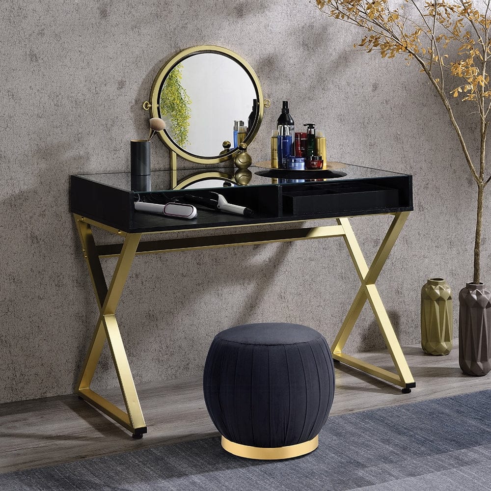 ACME Furniture - Coleen Vanity Desk w/Mirror & Jewelry Tray - Black & Gold - AC00669 view 4