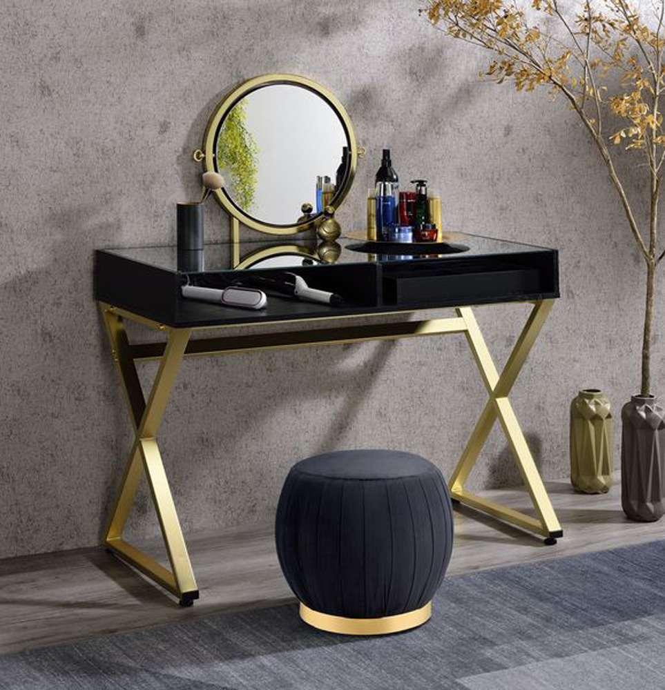 ACME Furniture - Coleen Vanity Desk w/Mirror & Jewelry Tray - Black & Gold - AC00669 view 5