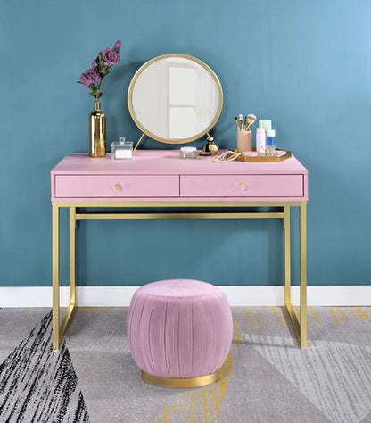 ACME Furniture - Coleen Vanity Desk w/Mirror & Jewelry Tray - Pink & Gold - AC00668 view 5