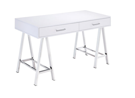 ACME Furniture - Coleen Writing Desk(Same AC00901) - White High Gloss & Chrome - 92229 veiw 1