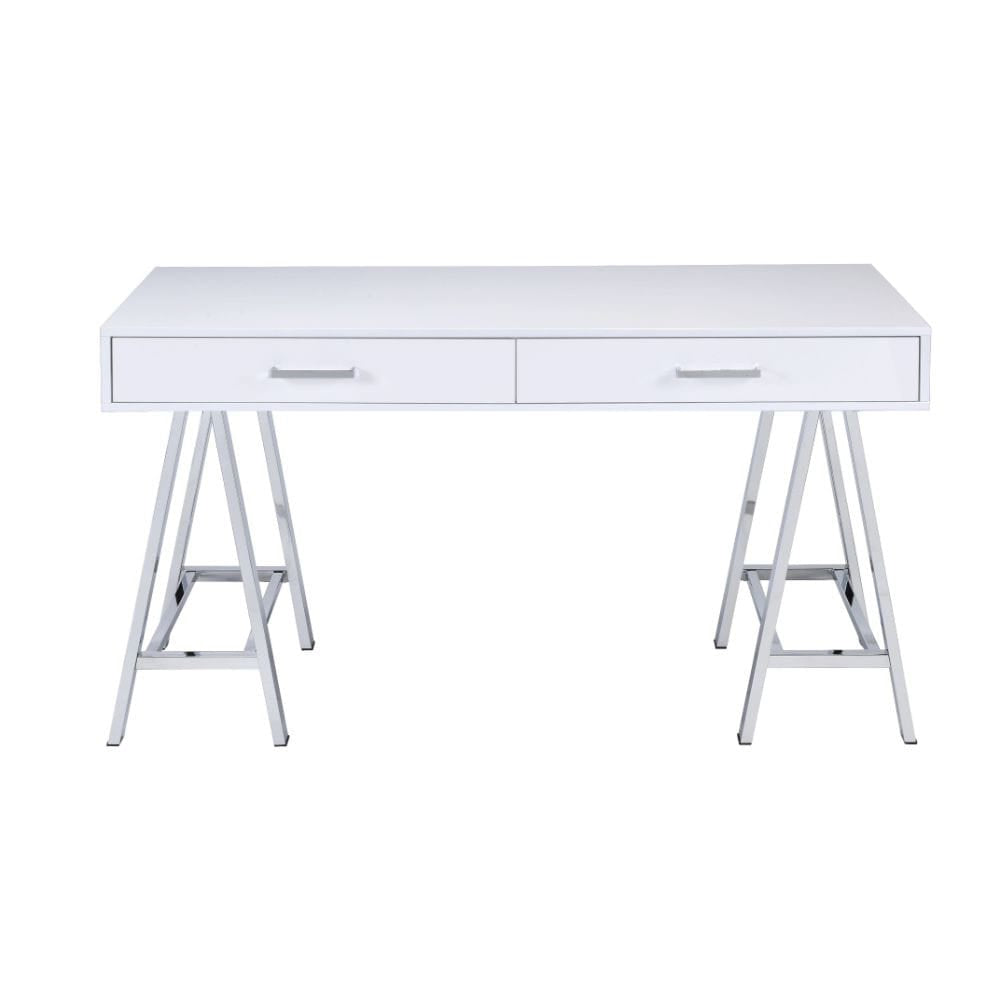 ACME Furniture - Coleen - Writing Desk - White High Gloss & Chrome - 92229 view 2