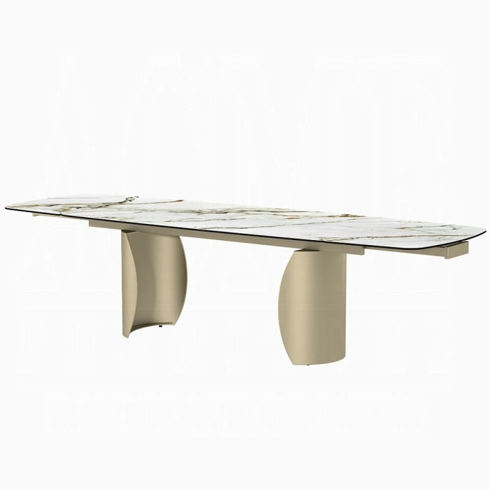 ACME Furniture - Cora Dining Table - Ceramic Top & Golden Champange Finish - DN04295 view 2