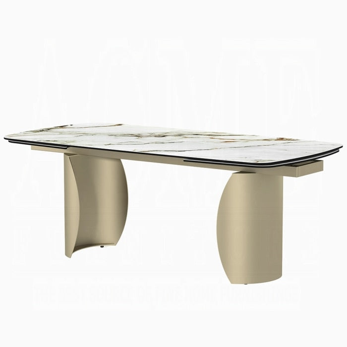 ACME Furniture - Cora Dining Table - Ceramic Top & Golden Champange Finish - DN04295 view 3