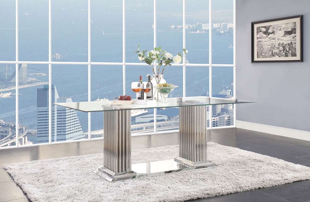 ACME Furniture - Cyrene Dining Table w/Double Pedestal - 62075 view 2