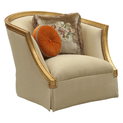 ACME Furniture - Daesha Chair w/2 Pillows - Tan Flannel & Antique Gold - 50837 veiw 1