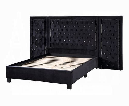 ACME Furniture - Damazy Eastern King Bed - Black Velvet - BD00974EK view 1