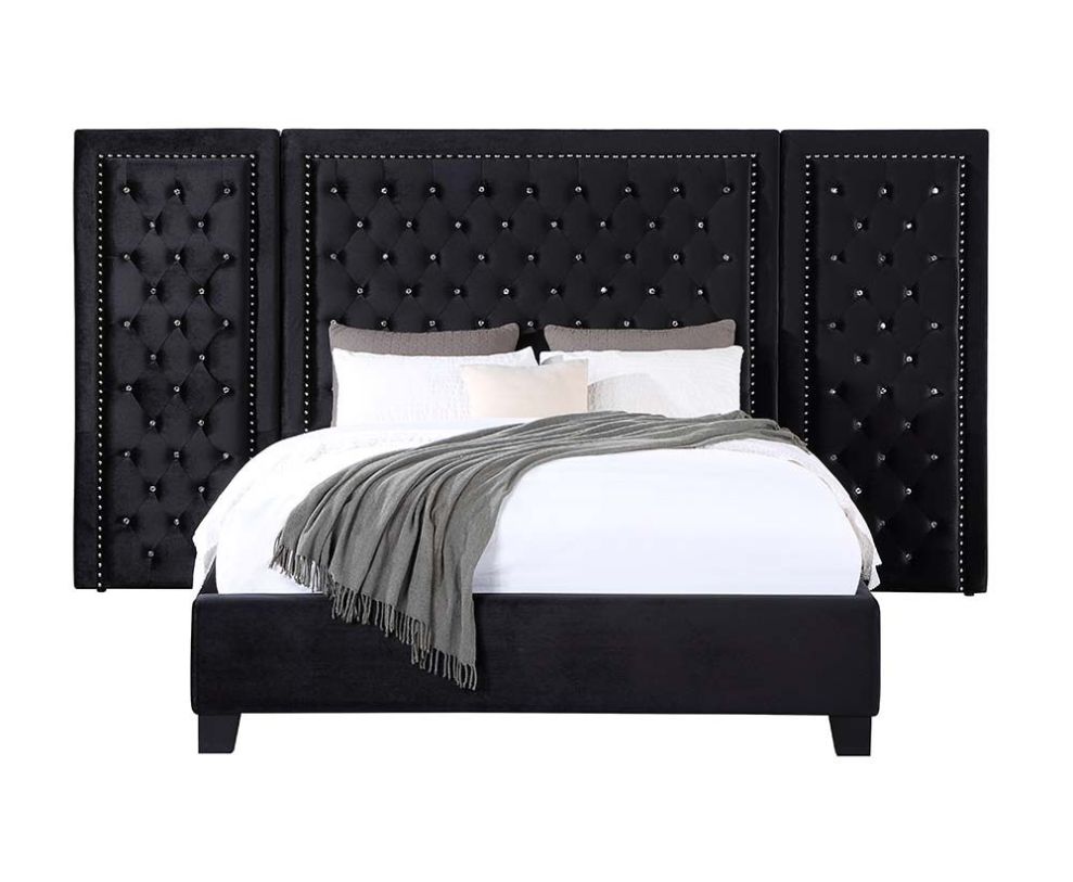ACME Furniture - Damazy Eastern King Bed - Black Velvet - BD00974EK view 2