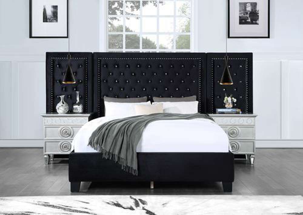ACME Furniture - Damazy Eastern King Bed - Black Velvet - BD00974EK view 5