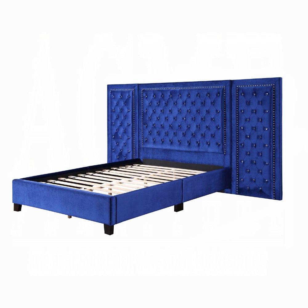 ACME Furniture - Damazy Eastern King Bed - Blue Velvet - BD00972EK