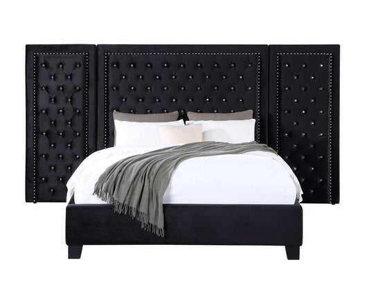 ACME Furniture - Damazy Queen Bed - Black Velvet - BD00975Q veiw 3