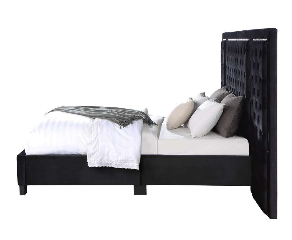ACME Furniture - Damazy Queen Bed - Black Velvet - BD00975Q veiw 4