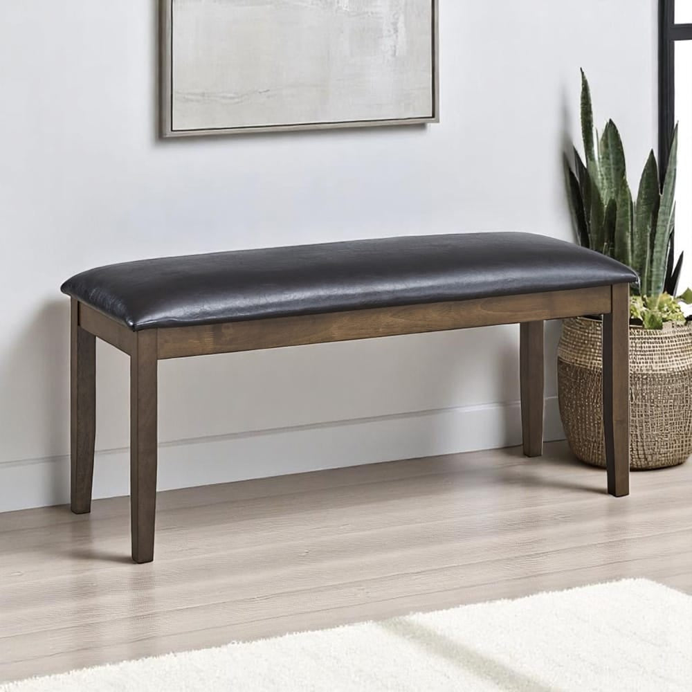 ACME Furniture - Damica - Bench - Brown Synthetic Leather & Walnut  - DN04033 view 4