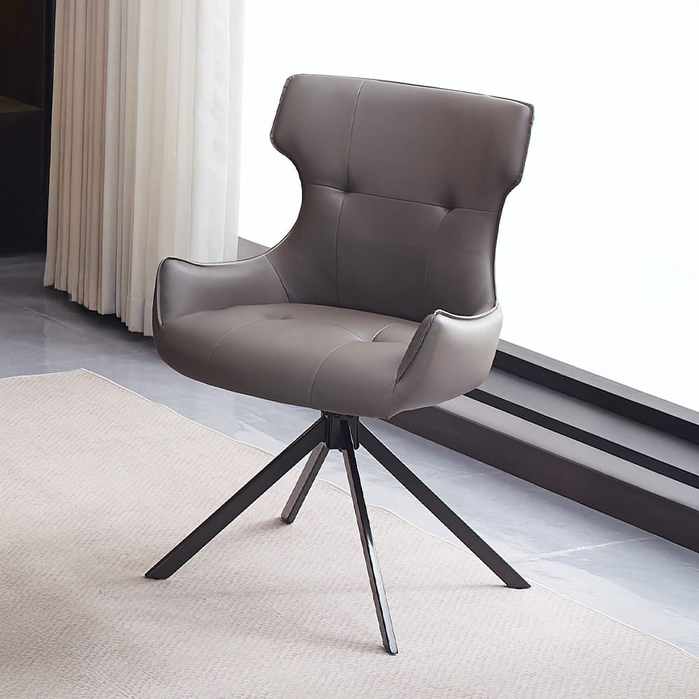 ACME Furniture - Damita  - Side Chair w/Swivel (Set of 2) - Camel Synthetic Leather & Black Finsh - DN03736 view 5