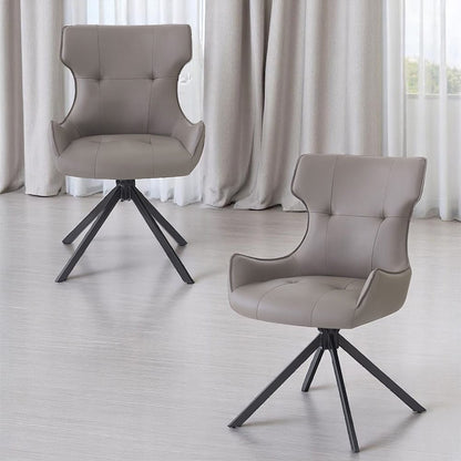 ACME Furniture - Damita  - Side Chair w/Swivel (Set of 2) - Camel Synthetic Leather & Black Finsh - DN03736 view 6