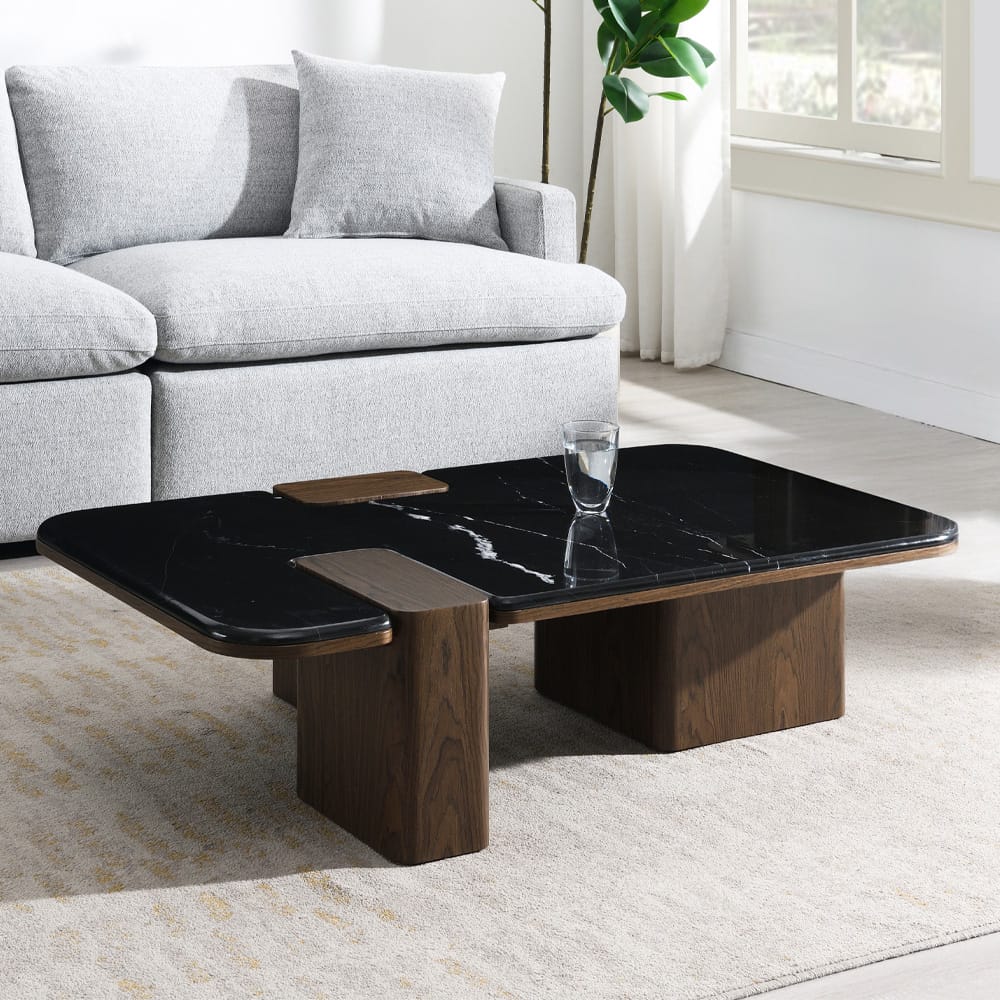 ACME Furniture - Dana - Coffee Table w/Natural Marble  - Natural Marble Top & Dark Walnut - LV04595 view 4