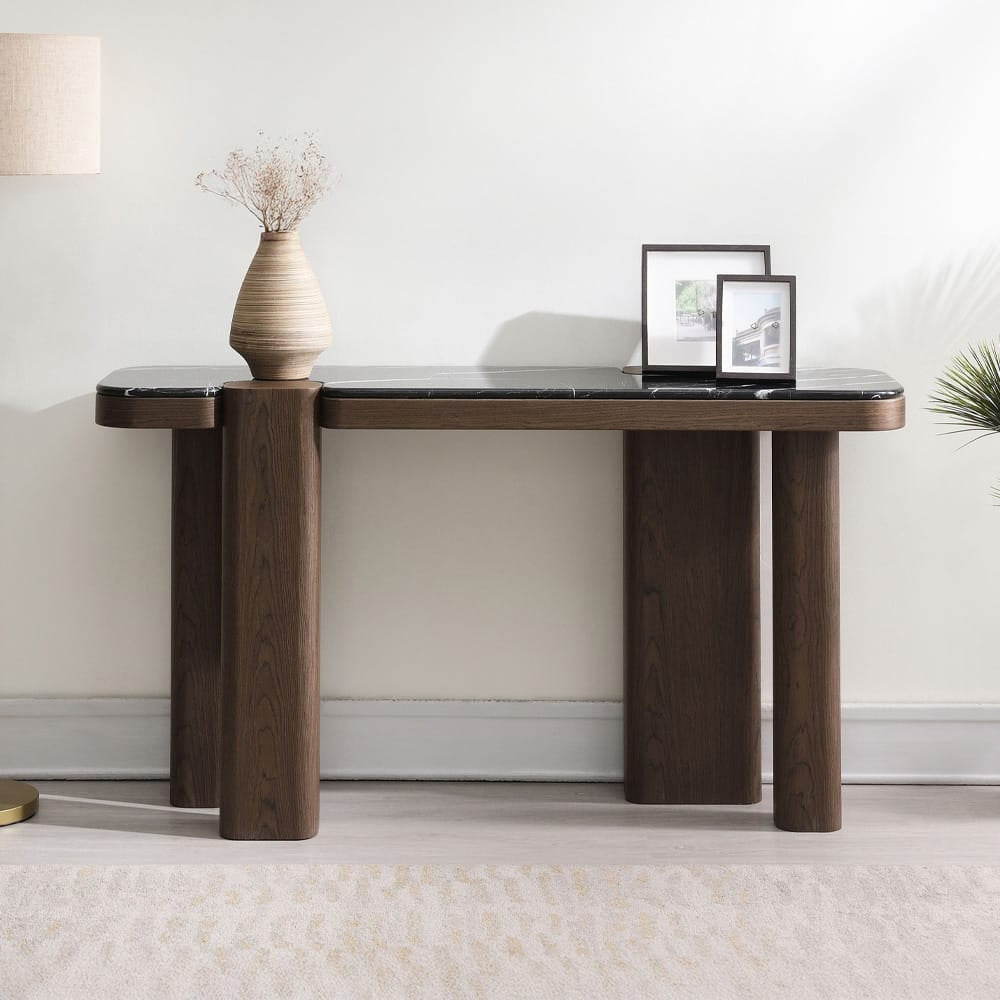 ACME Furniture - Dana - Console Table - Faux Marble Top, Black & Dark Walnut  - AC03091 view 4