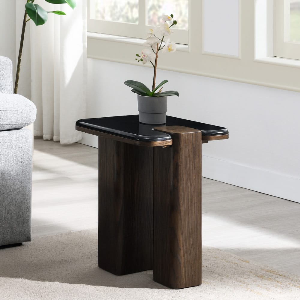 ACME Furniture - Dana - End Table w/Natural Marble - Natural Marble Top & Dark Walnut - LV04596 view 4