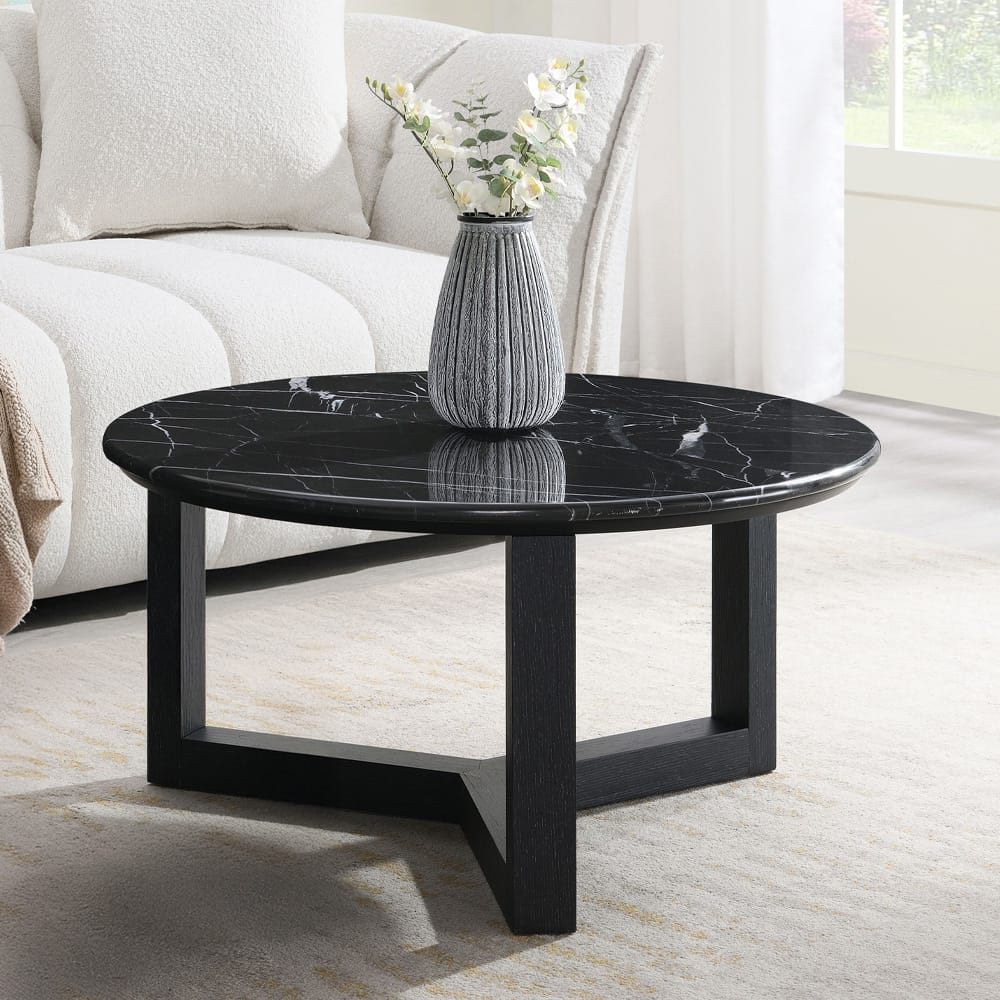 ACME Furniture - Dara - Coffee Table - Natural Marble Top & Black  - LV03645 view 3