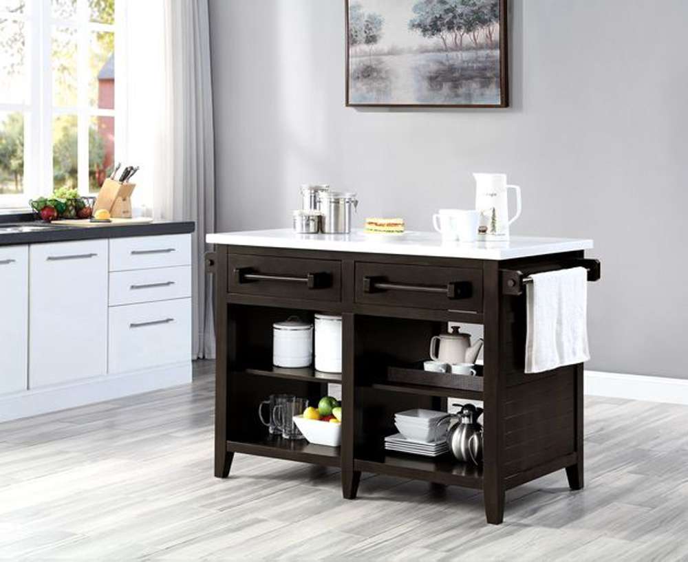 ACME Furniture - Darwid Kitchen Island - Nature Marble Top Top & Espresso - AC00306 veiw 1