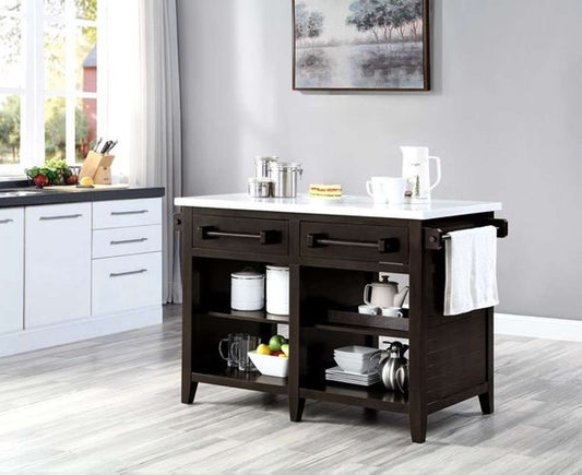 ACME Furniture - Darwid Kitchen Island - Nature Marble Top Top & Espresso - AC00306 veiw 1