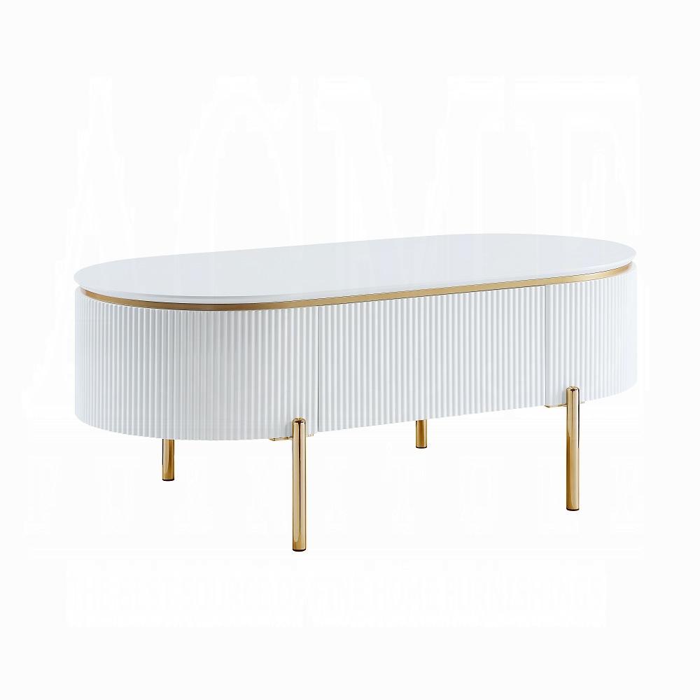 ACME Furniture - Daveigh Coffee Table - White High Gloss & Gold Finish - LV02464 veiw 1