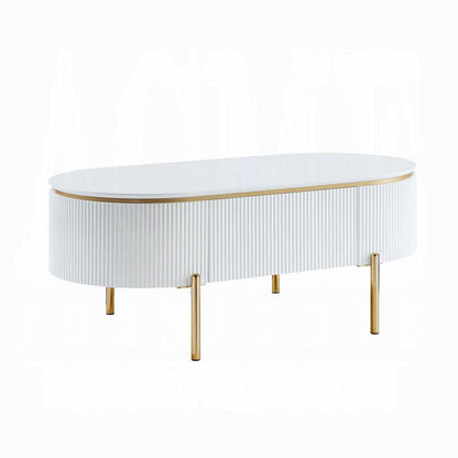 ACME Furniture - Daveigh Coffee Table - White High Gloss & Gold Finish - LV02464 veiw 1