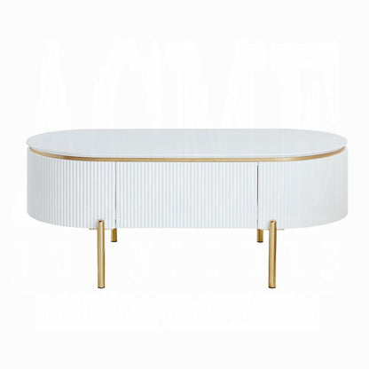 ACME Furniture - Daveigh Coffee Table - White High Gloss & Gold Finish - LV02464 veiw 2