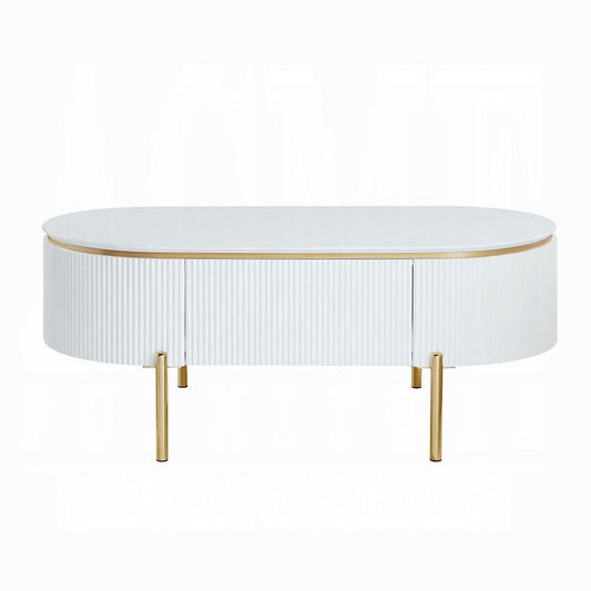 ACME Furniture - Daveigh Coffee Table - White High Gloss & Gold Finish - LV02464 veiw 2