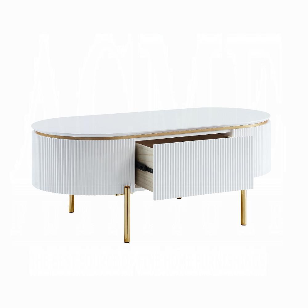 ACME Furniture - Daveigh Coffee Table - White High Gloss & Gold Finish - LV02464 veiw 3