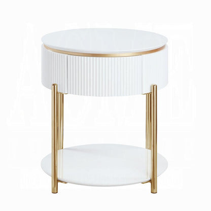 ACME Furniture - Daveigh End Table - White High Gloss & Gold Finish - LV02465 veiw 2