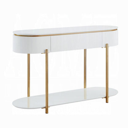 ACME Furniture - Daveigh Sofa Table - White High Gloss & Gold Finish - LV02466 veiw 1