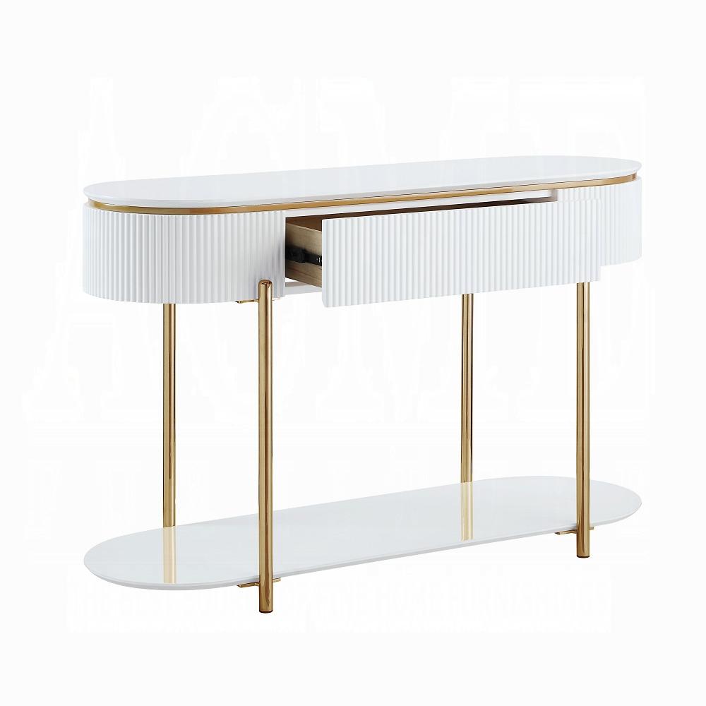 ACME Furniture - Daveigh Sofa Table - White High Gloss & Gold Finish - LV02466 veiw 3