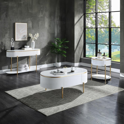 ACME Furniture - Daveigh Sofa Table - White High Gloss & Gold Finish - LV02466 veiw 5