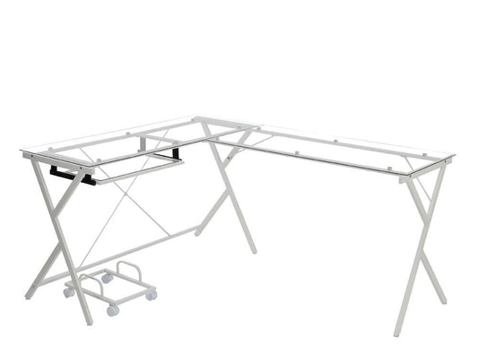 ACME Furniture - Demas Computer Desk - Clear Glass & White - OF00048 view 1