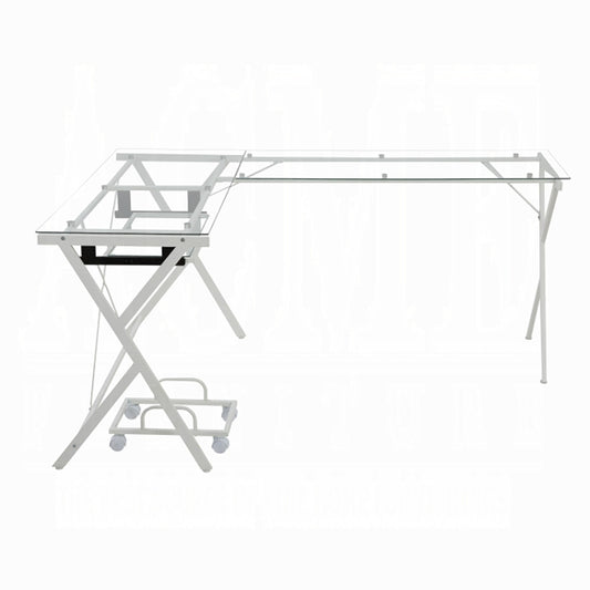 ACME Furniture - Demas Computer Desk - Clear Glass & White - OF00048 view 2