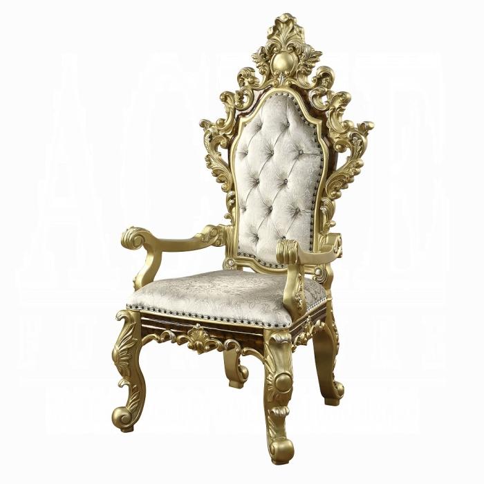 ACME Furniture - Desiderius Arm Chair (Set of 2) - Beige Fabric, Antique Gold & Hand Paint Brown - DN60002 view 2
