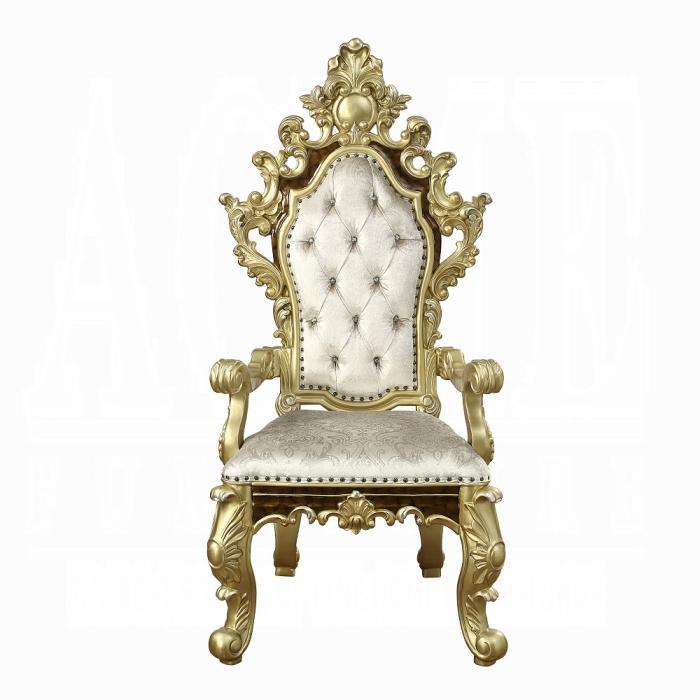 ACME Furniture - Desiderius Arm Chair (Set of 2) - Beige Fabric, Antique Gold & Hand Paint Brown - DN60002 view 3
