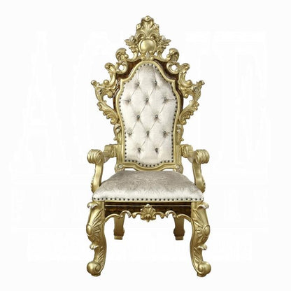 ACME Furniture - Desiderius Arm Chair (Set of 2) - Beige Fabric, Antique Gold & Hand Paint Brown - DN60002 view 3