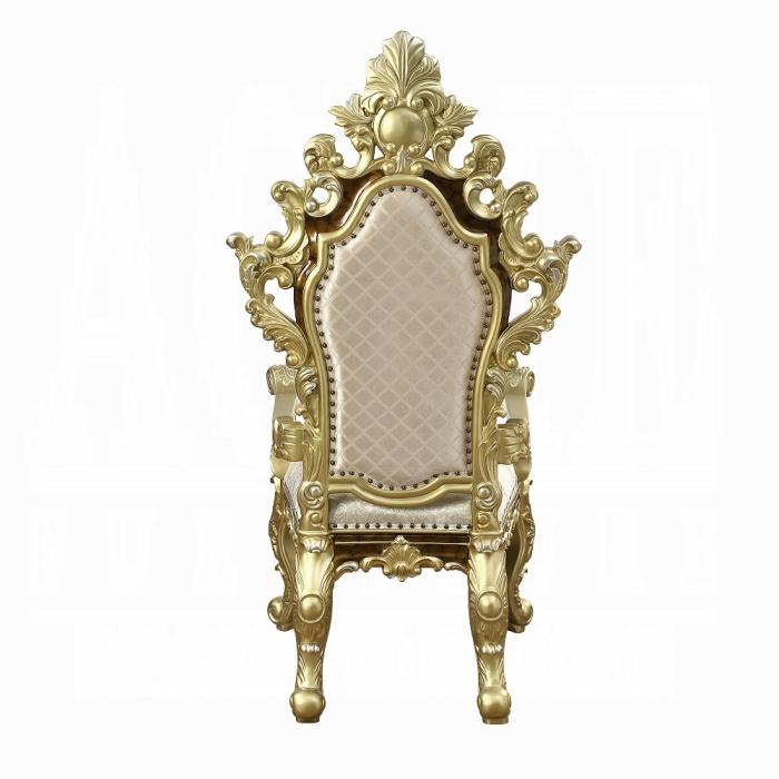 ACME Furniture - Desiderius Arm Chair (Set of 2) - Beige Fabric, Antique Gold & Hand Paint Brown - DN60002 view 4