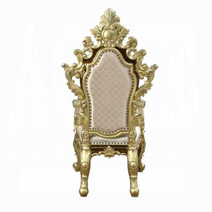 ACME Furniture - Desiderius Arm Chair (Set of 2) - Beige Fabric, Antique Gold & Hand Paint Brown - DN60002 view 4