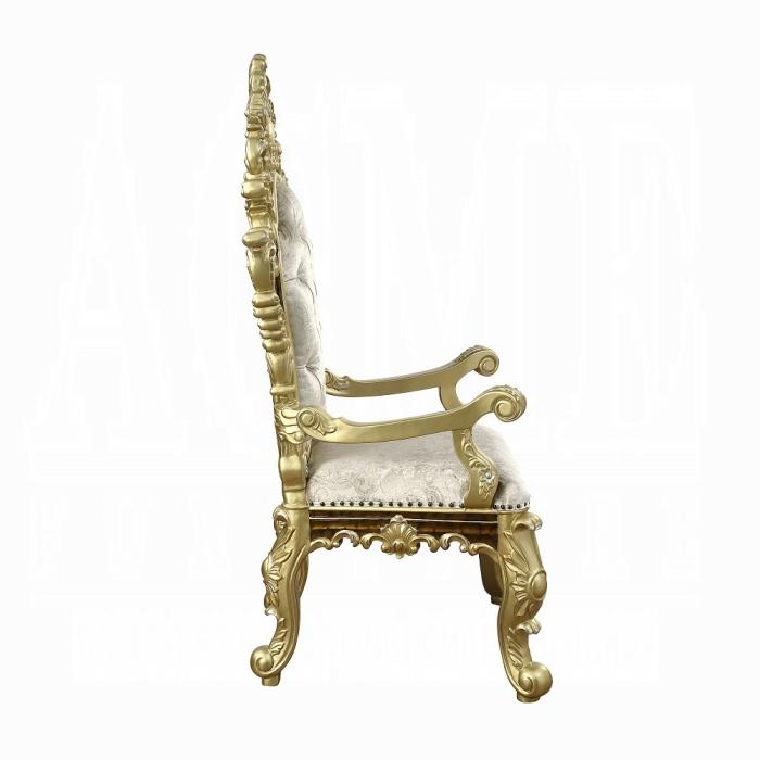 ACME Furniture - Desiderius Arm Chair (Set of 2) - Beige Fabric, Antique Gold & Hand Paint Brown - DN60002 view 5