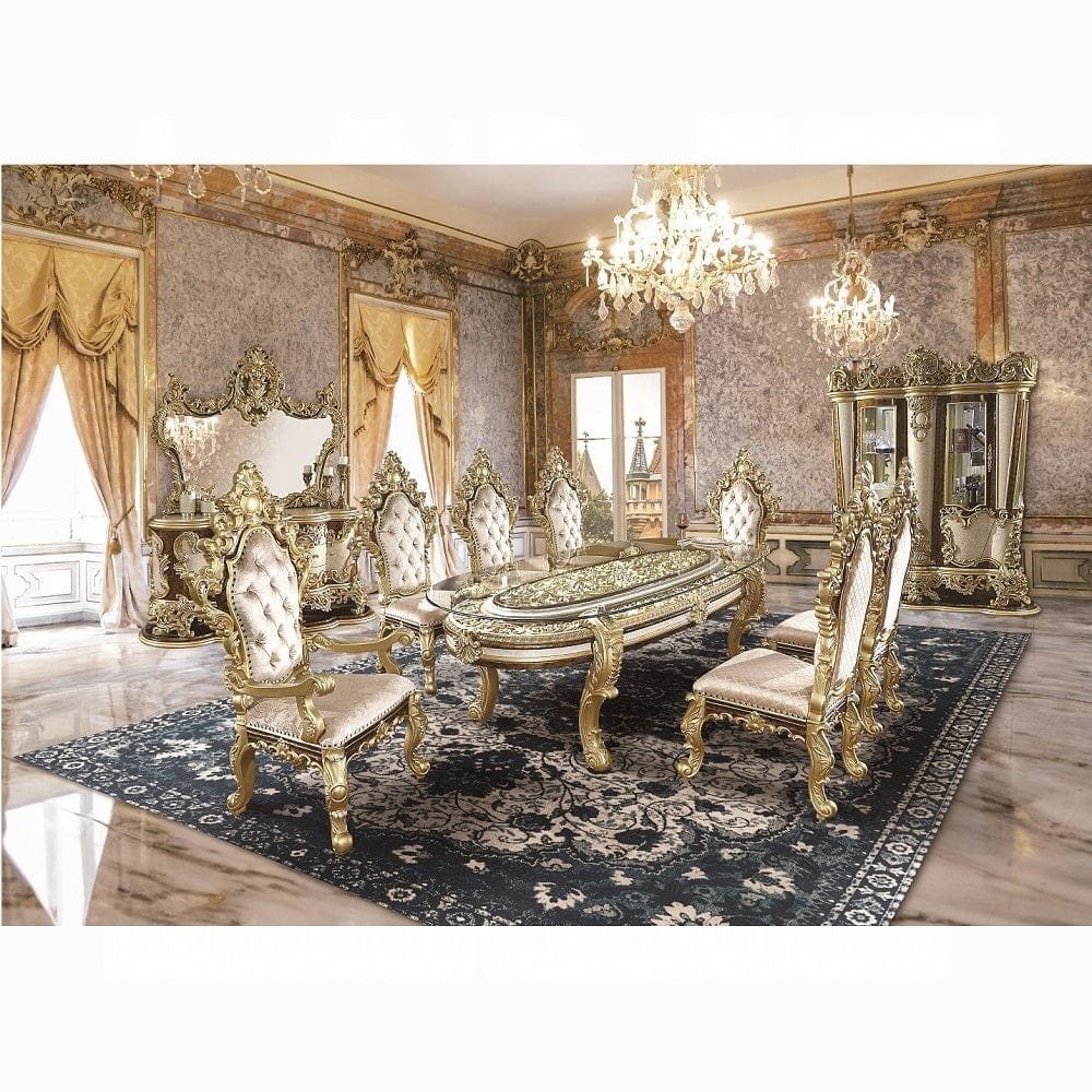 ACME Furniture - Desiderius Arm Chair (Set of 2) - Beige Fabric, Antique Gold & Hand Paint Brown - DN60002 view 7